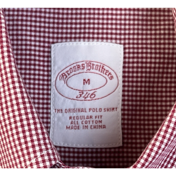 Brooks Brothers 346 Button Down Shirt Men M Red Check Short Sleeves Preppy - Picture 2 of 8